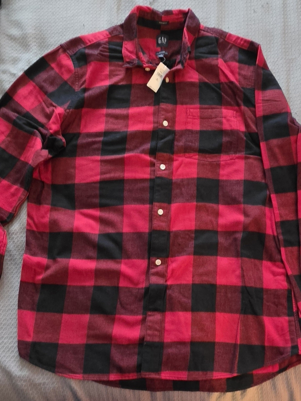 GAP Men’s Red and Black Buffalo Plaid Button-Down Shirt